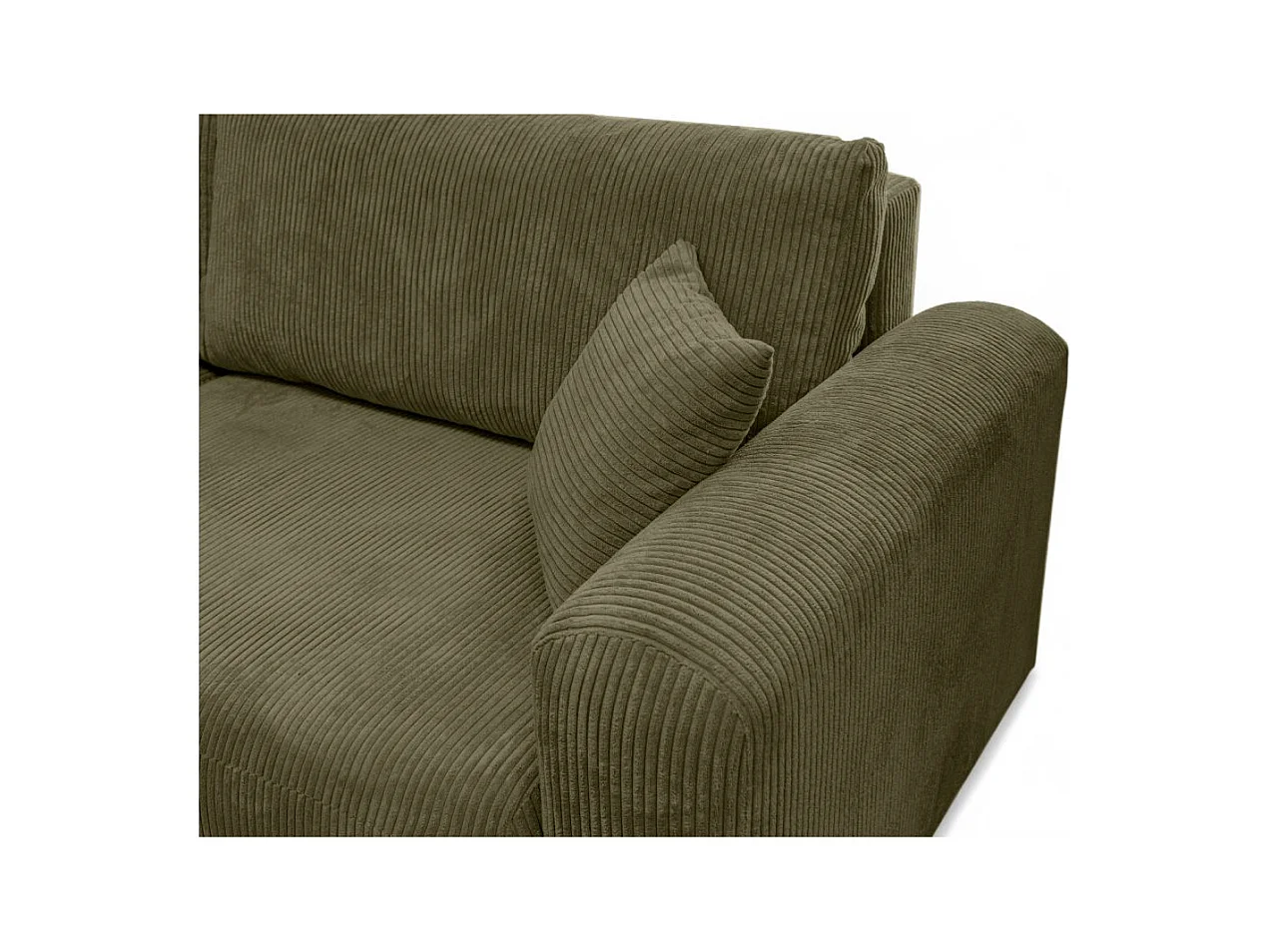 Canapé ALYA d'angle compacte réversible et convertible 4 places en velours côtelé - Vert kaki