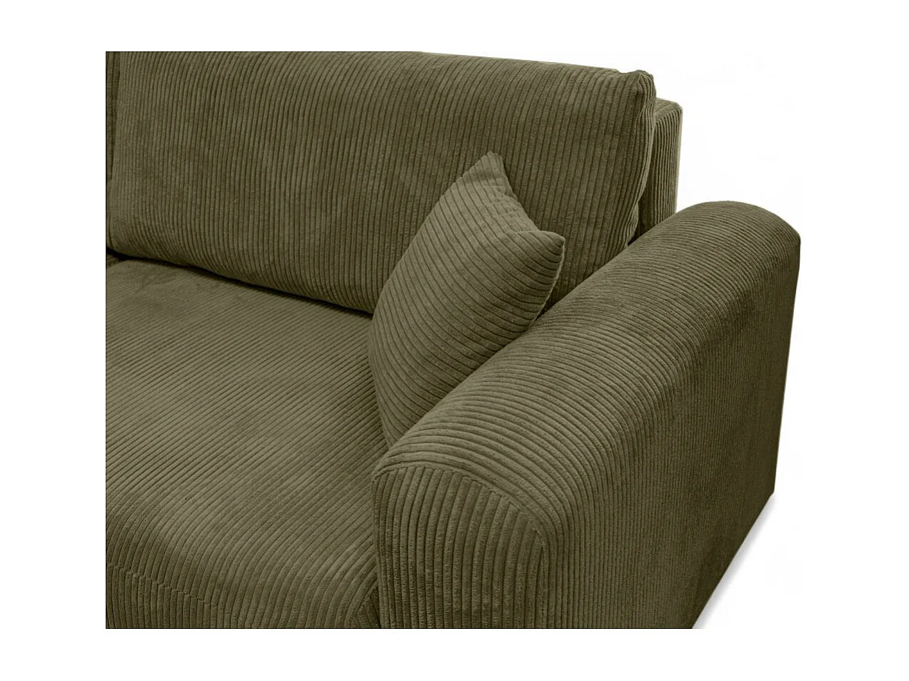 Canapé ALYA d'angle compacte réversible et convertible 4 places en velours côtelé - Vert kaki