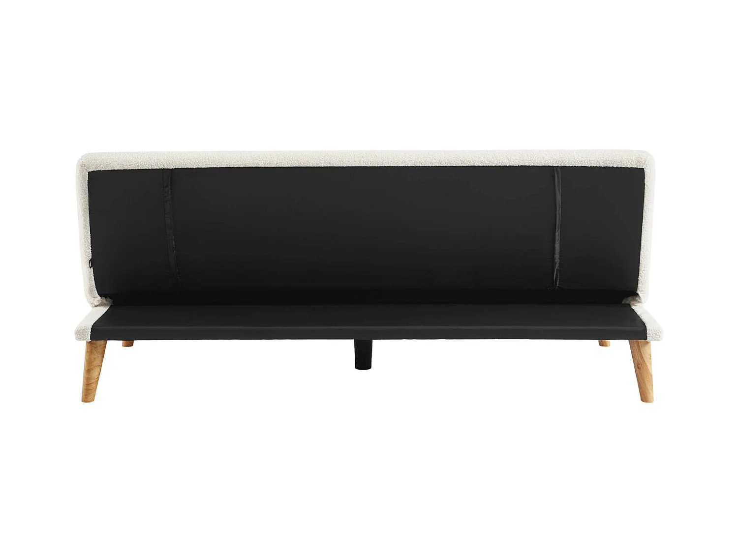 Divano panca convertibile 3 posti bouclé gambe legno, bianco