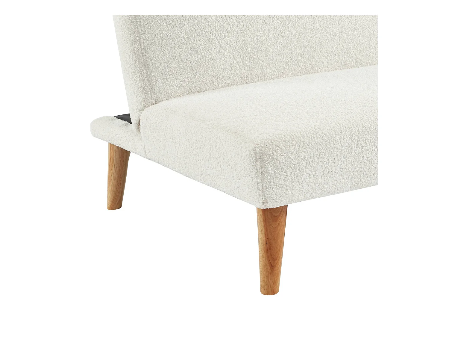 Divano panca convertibile 3 posti bouclé gambe legno, bianco