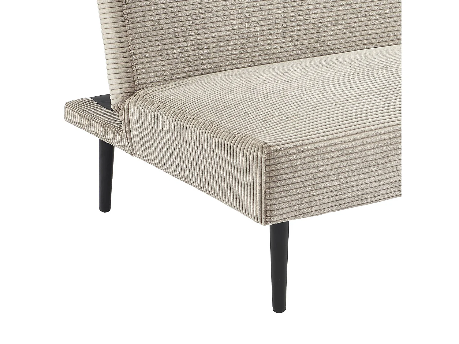 Canapé banquette convertible 3 places velours côtelé greige piétement métal L 180 x P 100 x H 74.5 cm - Max