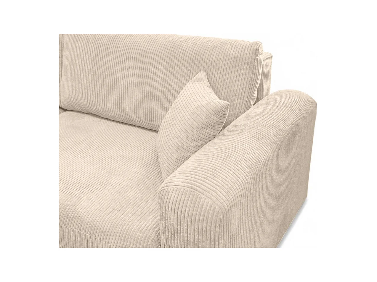 Canapé ALYA d'angle compacte réversible et convertible 4 places en velours côtelé - Beige