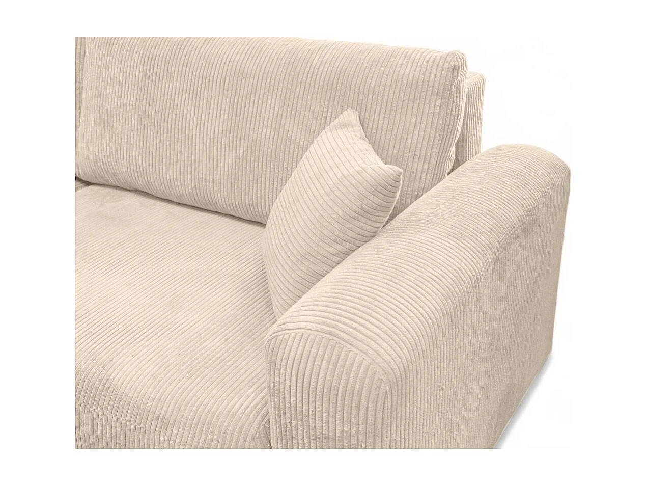 Canapé ALYA d'angle compacte réversible et convertible 4 places en velours côtelé - Beige