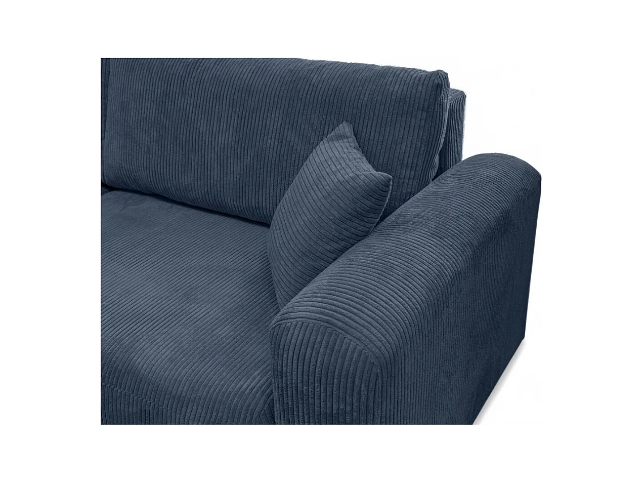 Canapé ALYA d'angle compacte réversible et convertible 4 places en velours côtelé - Bleu foncé