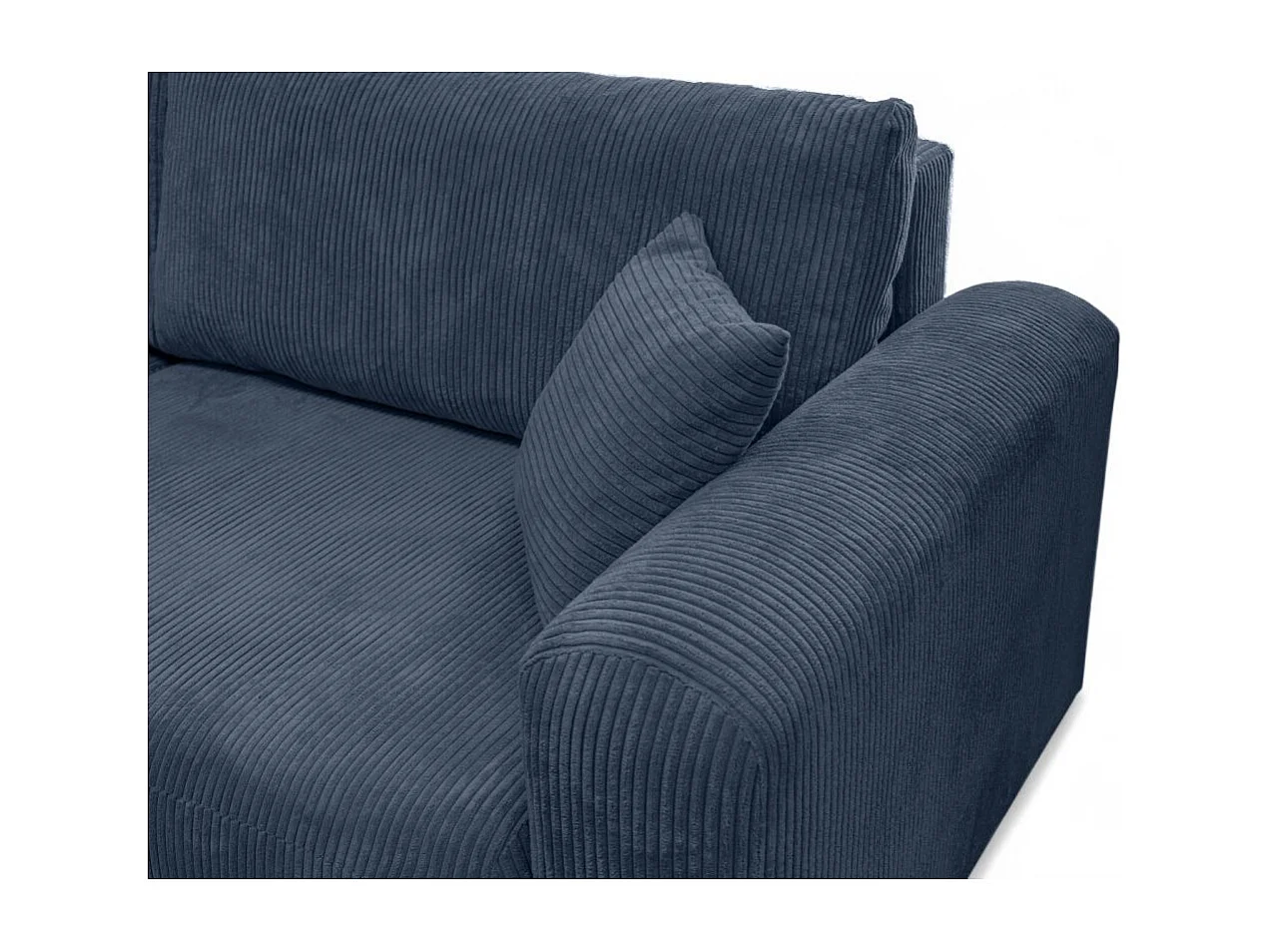 Canapé ALYA d'angle compacte réversible et convertible 4 places en velours côtelé - Bleu foncé