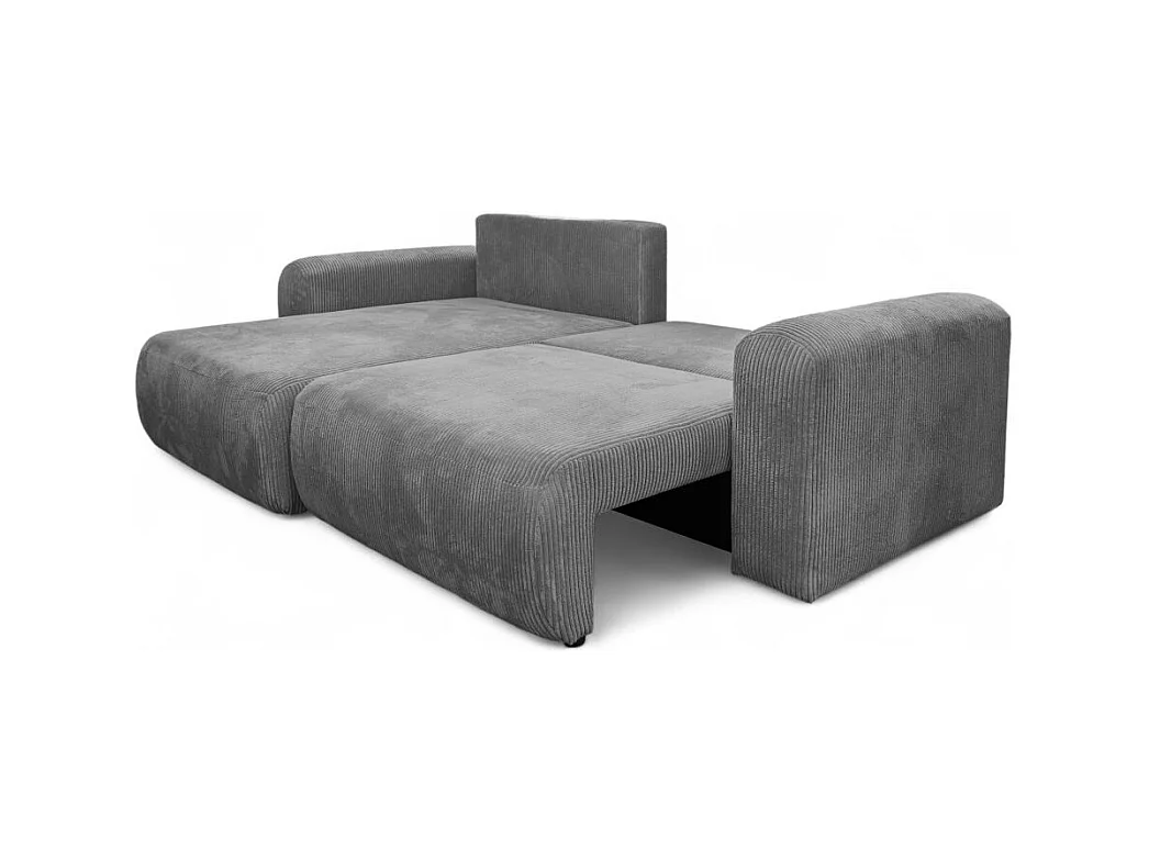 Canapé ALYA d'angle compacte réversible et convertible 4 places en velours côtelé - Gris