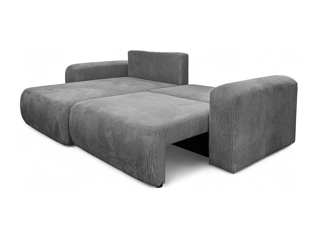 Canapé ALYA d'angle compacte réversible et convertible 4 places en velours côtelé - Gris