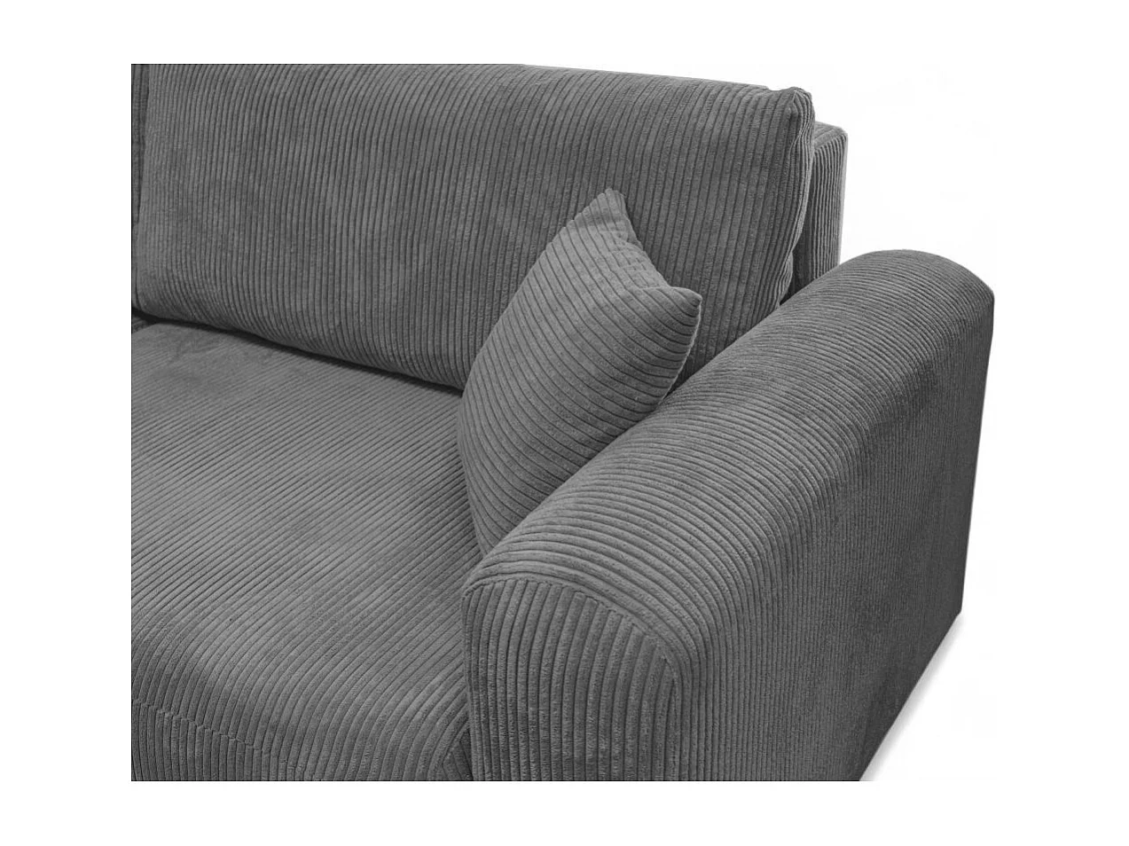 Canapé ALYA d'angle compacte réversible et convertible 4 places en velours côtelé - Gris