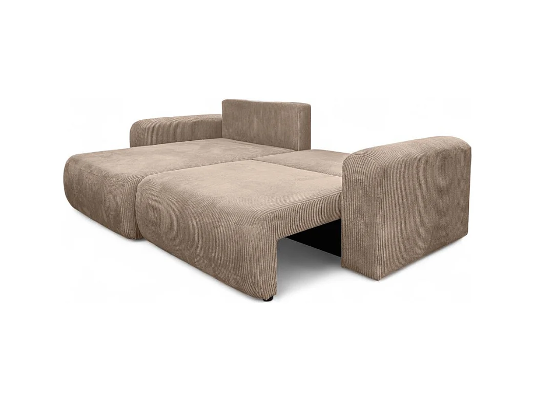 Canapé ALYA d'angle compacte réversible et convertible 4 places en velours côtelé - Taupe