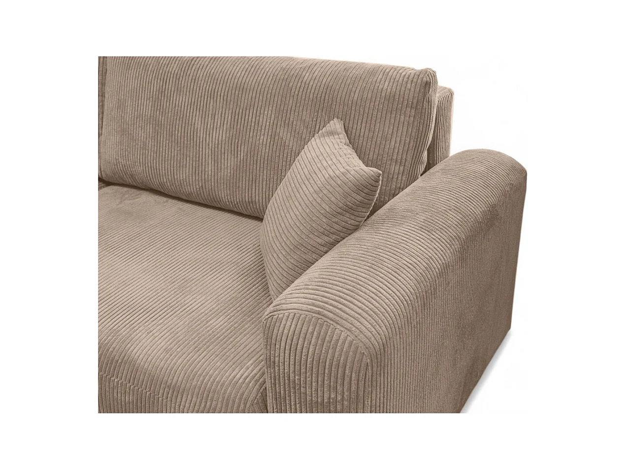 Canapé ALYA d'angle compacte réversible et convertible 4 places en velours côtelé - Taupe