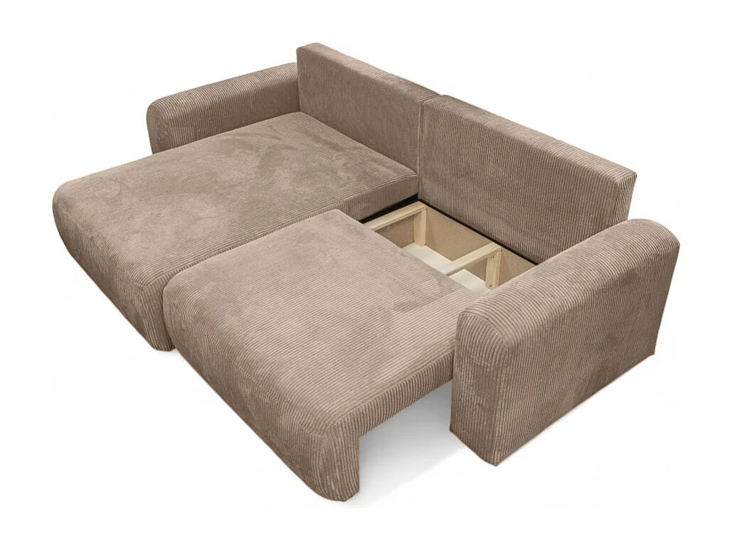 Canapé ALYA d'angle compacte réversible et convertible 4 places en velours côtelé - Taupe