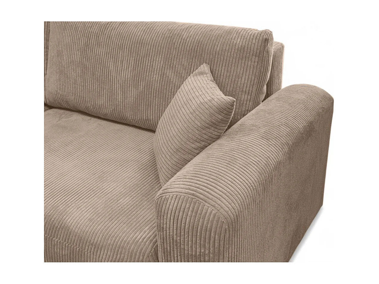 Canapé ALYA d'angle compacte réversible et convertible 4 places en velours côtelé - Taupe