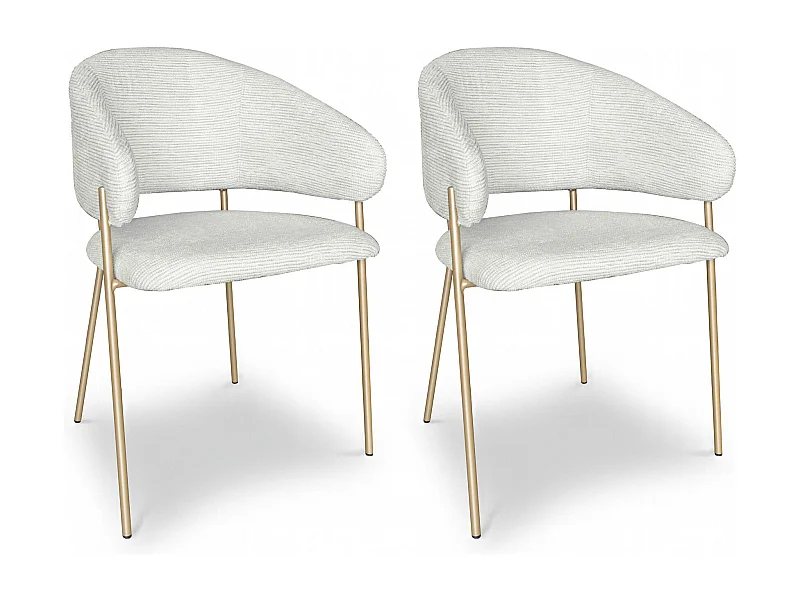 Now's Home - Lot De 2 Fauteuils De Table En Tissu Ecru Et Pieds En Metal