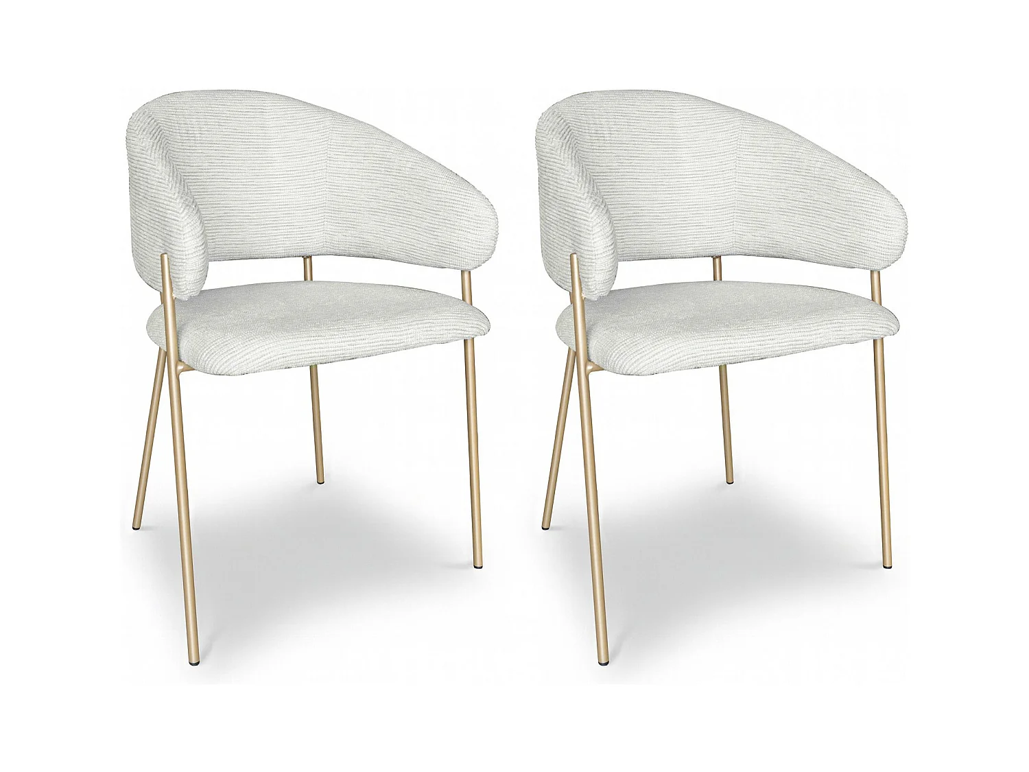 Now's Home - Lot De 2 Fauteuils De Table En Tissu Ecru Et Pieds En Metal