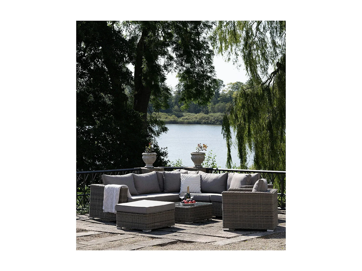 Salon de jardin en rotin synthétique gris (8 éléments) MENDOZA