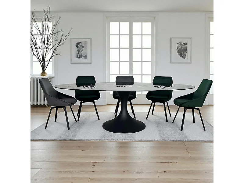 Table en verre noir - effet ride d'eau 250 cm LIGURIE