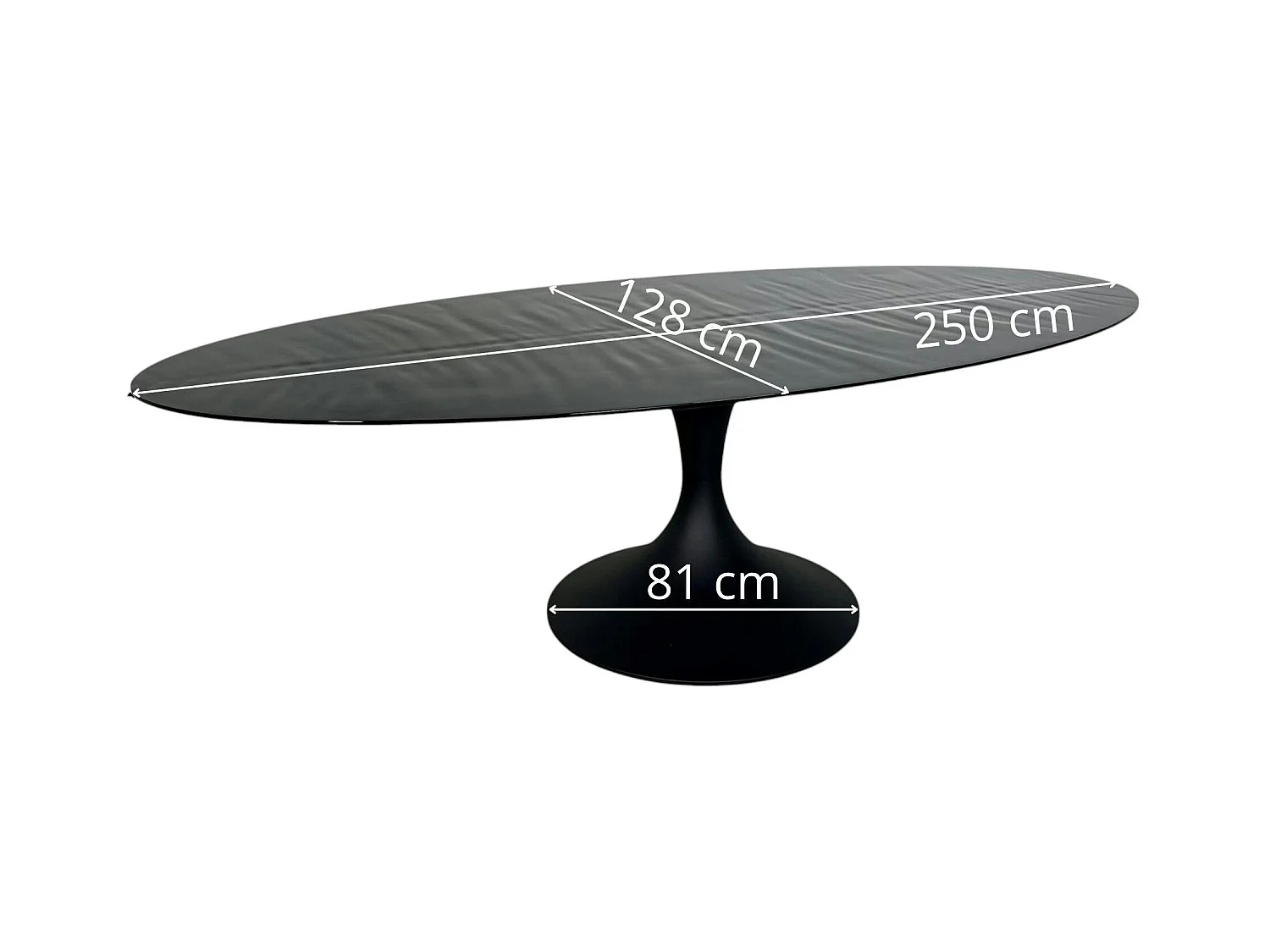 Table en verre noir - effet ride d'eau 250 cm LIGURIE