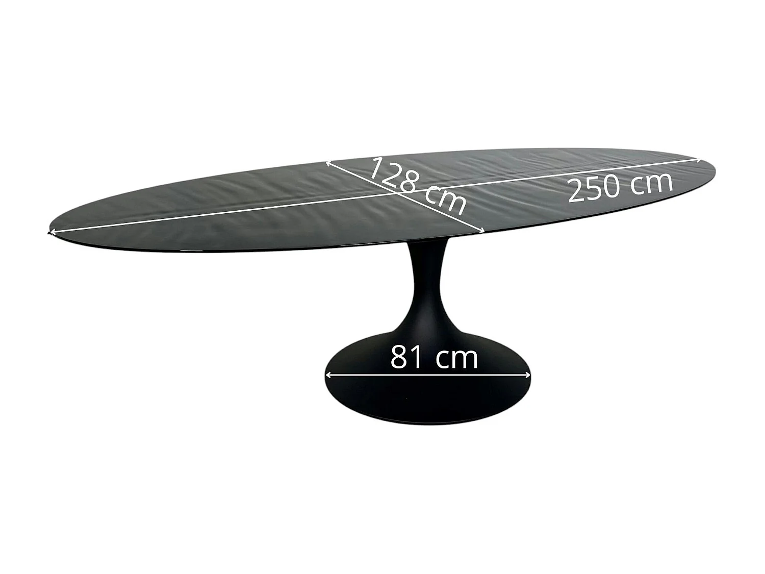 Table en verre noir - effet ride d'eau 250 cm LIGURIE