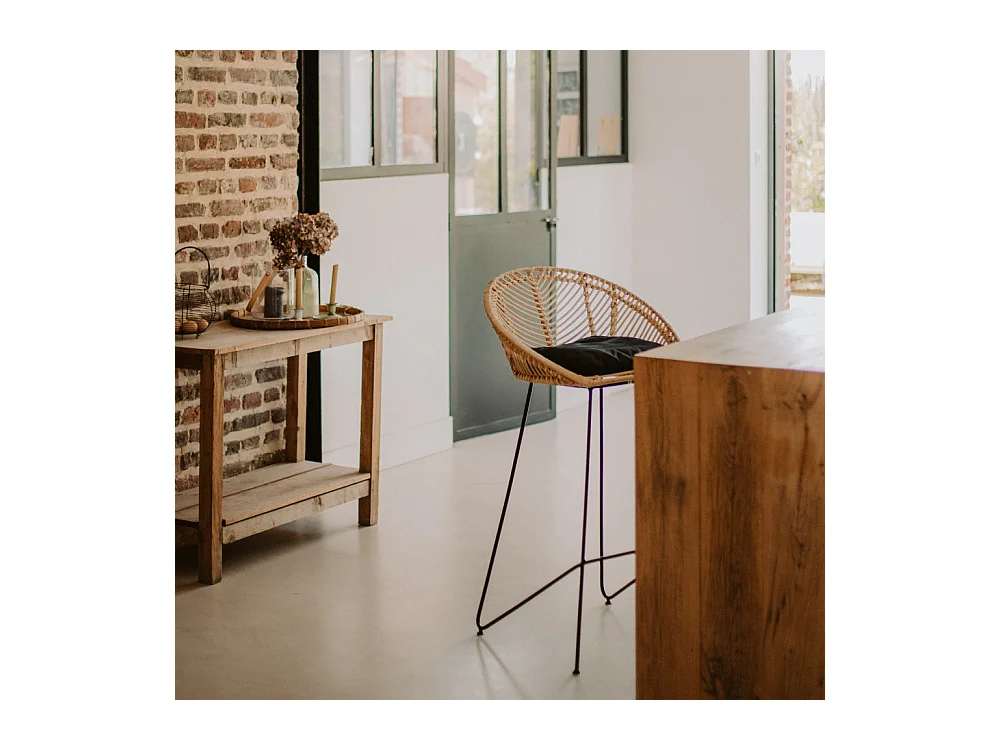 Naulu - Tabouret de bar en rotin 76cm - Naturel