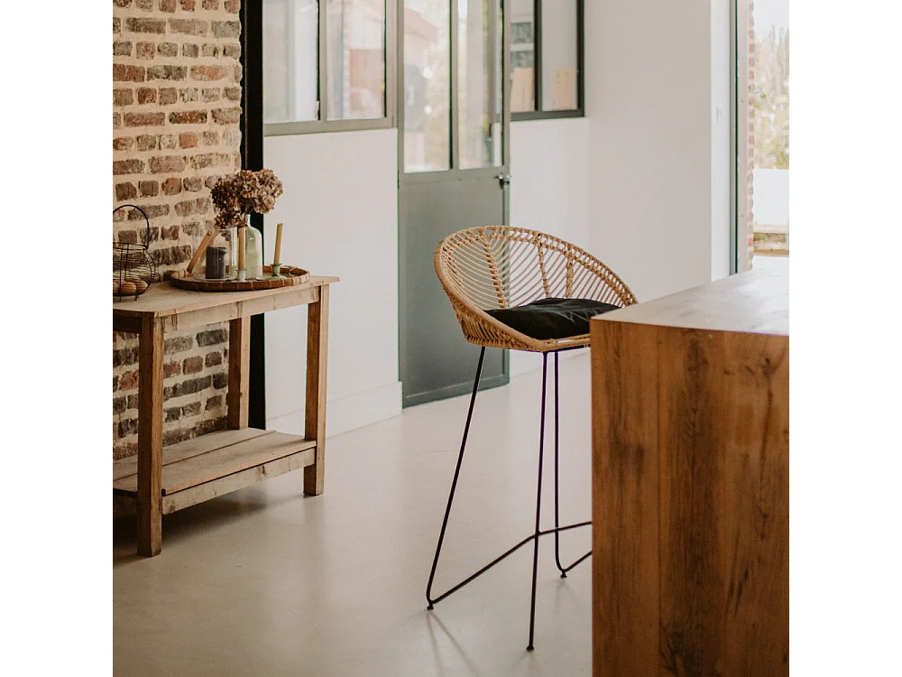 Naulu - Tabouret de bar en rotin 76cm - Naturel