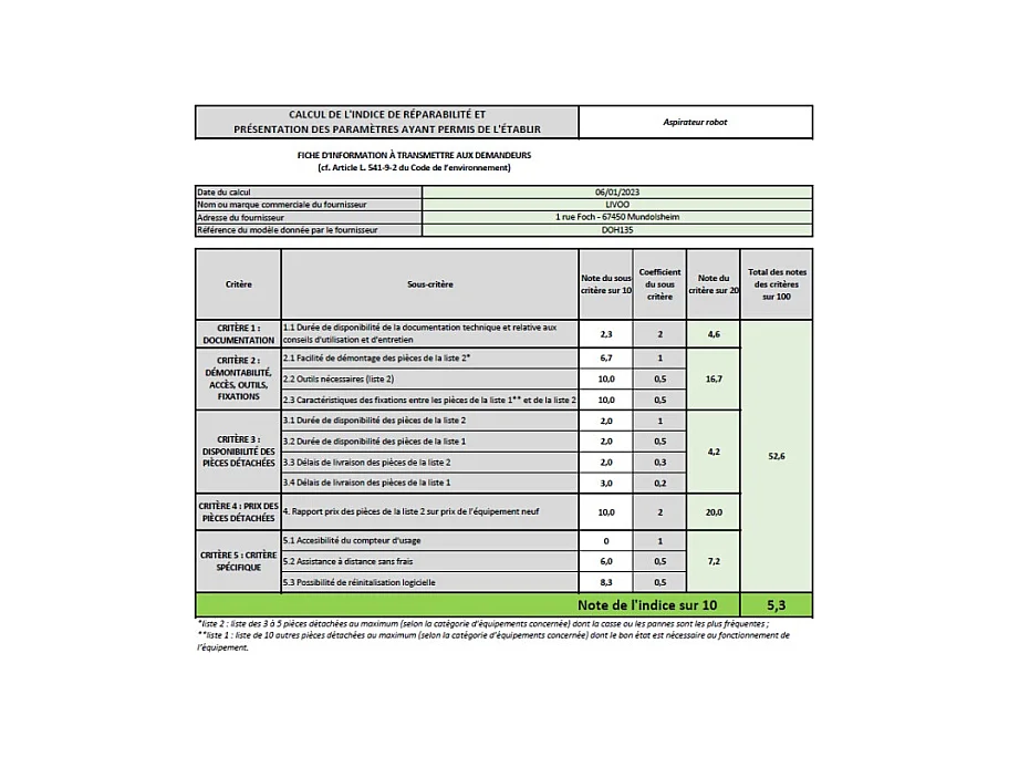 Livoo Aspirateur robot - DOH135N