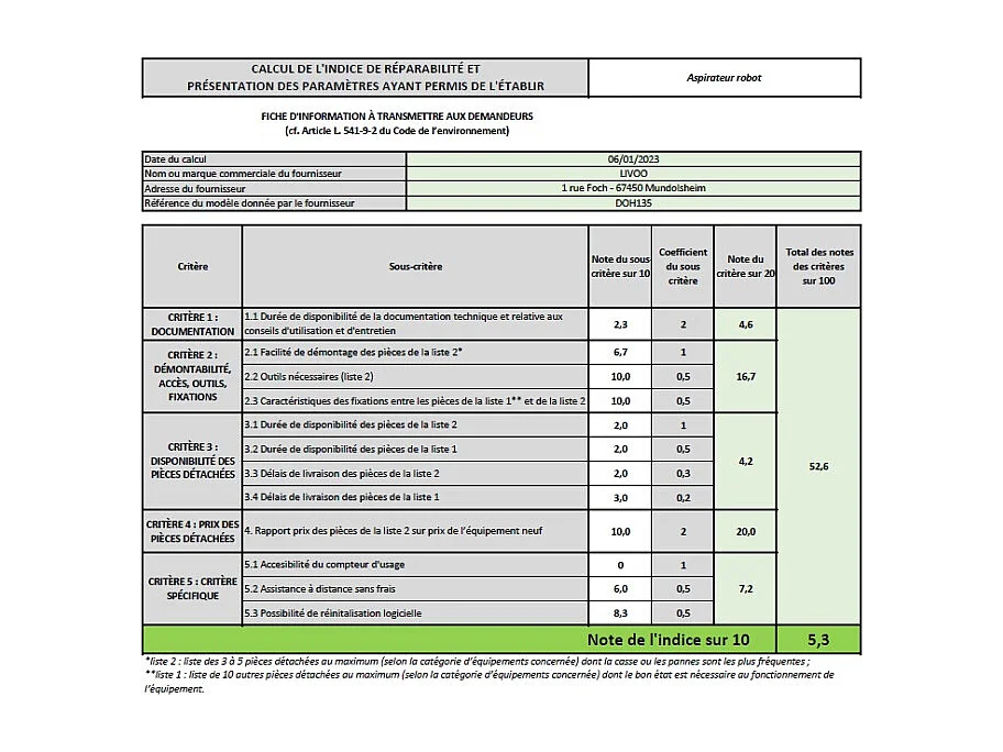Livoo Aspirateur robot - DOH135N