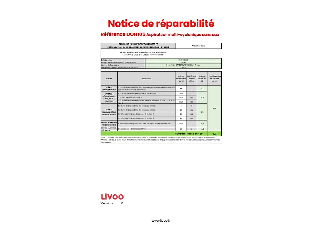 Livoo Aspirateur sans sac 80db bleu - doh105b