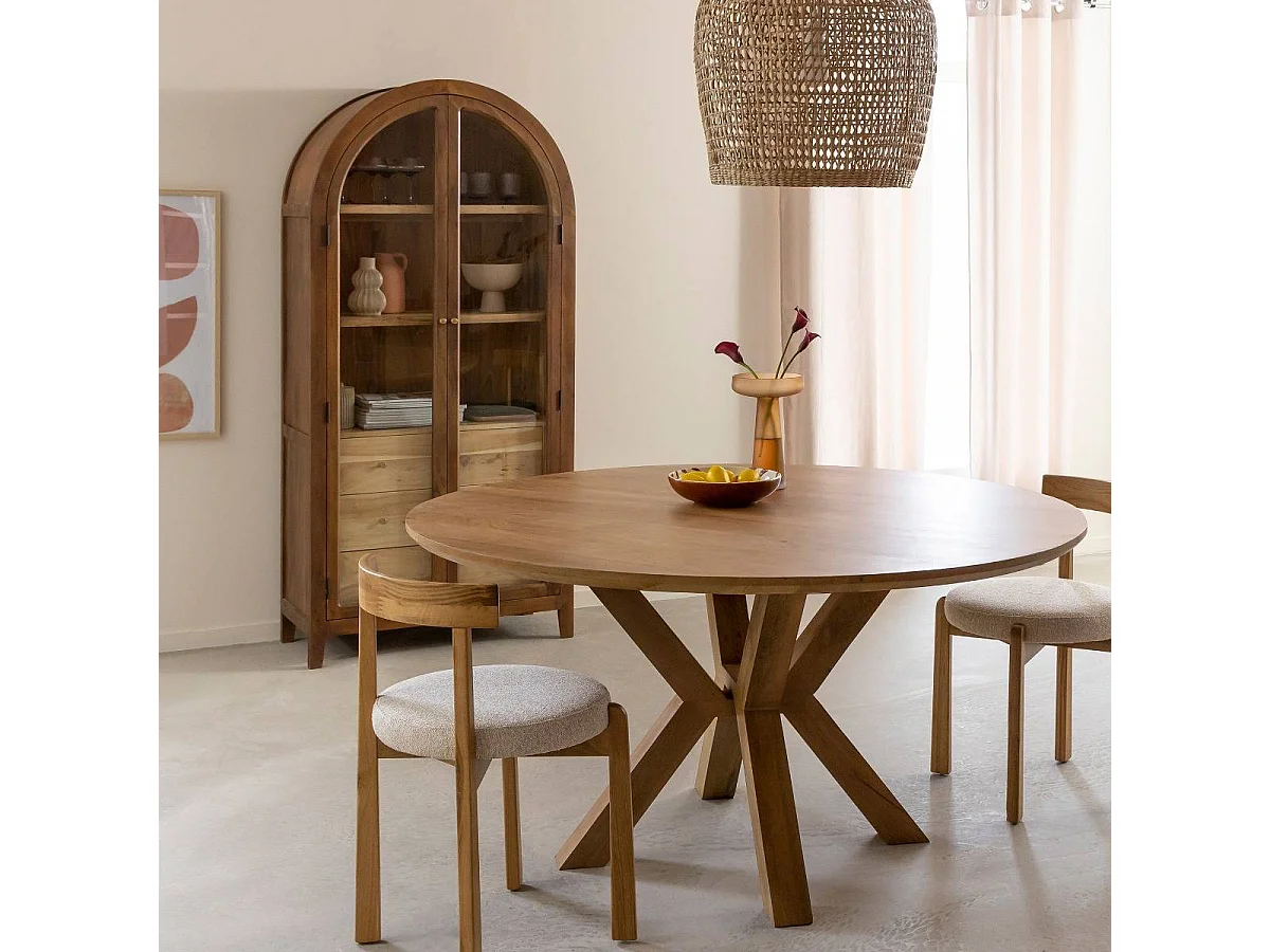 Table à manger ronde en manguier Maloé