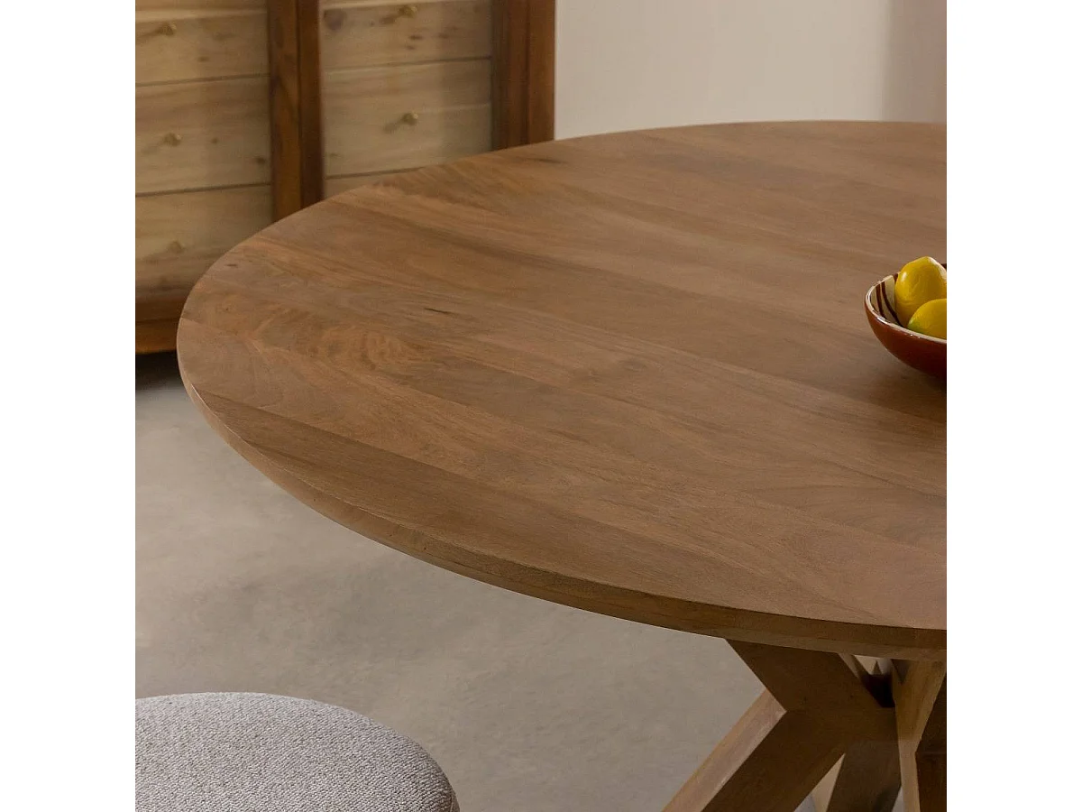 Table à manger ronde en manguier Maloé