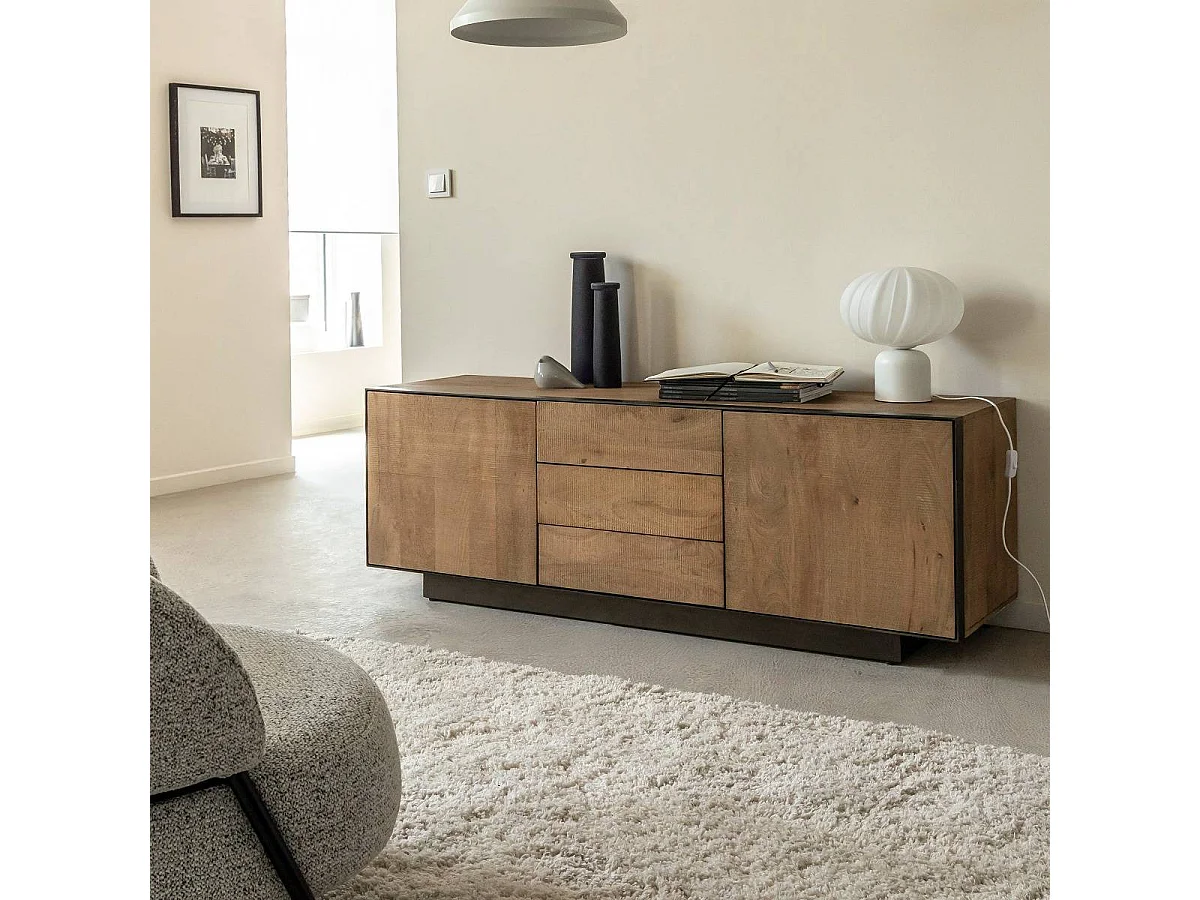 Meuble TV en bois de manguier et métal Isil