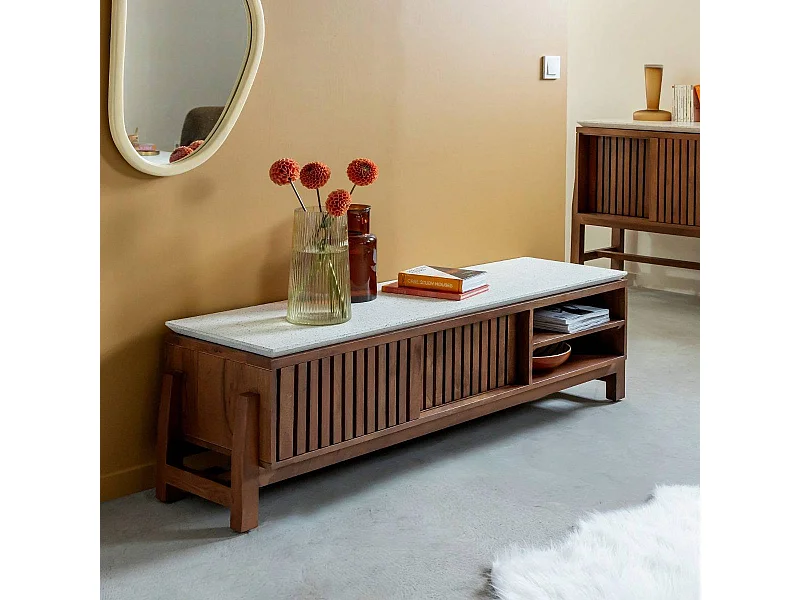 Mueble de TV en madera de acacia Kaelis