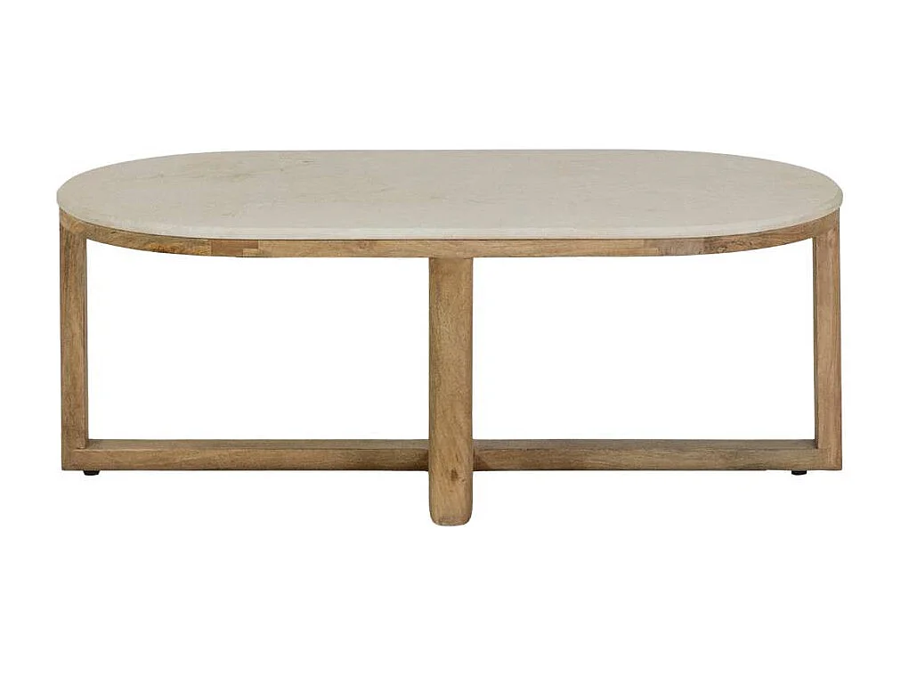 Mesa de centro en madera de mango y mármol Emyr