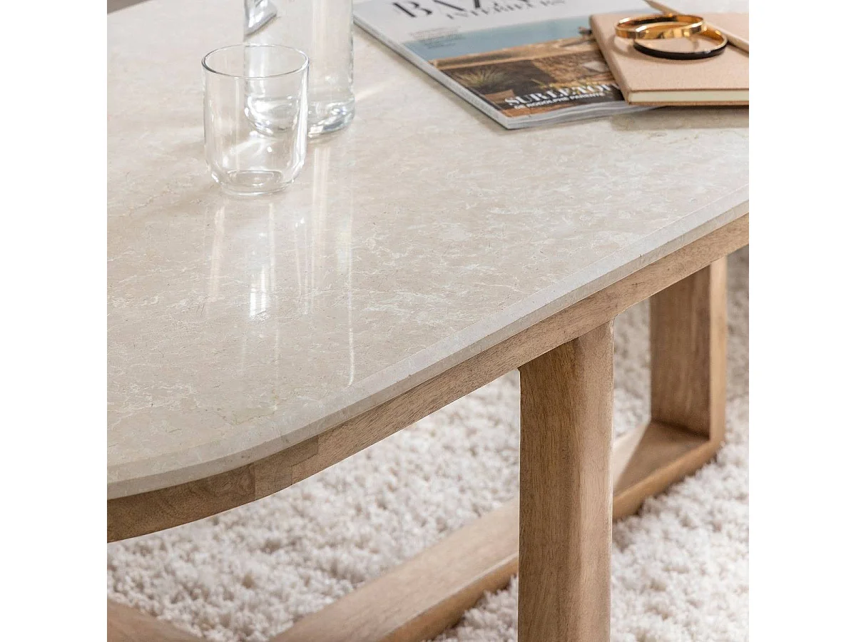 Mesa de centro en madera de mango y mármol Emyr