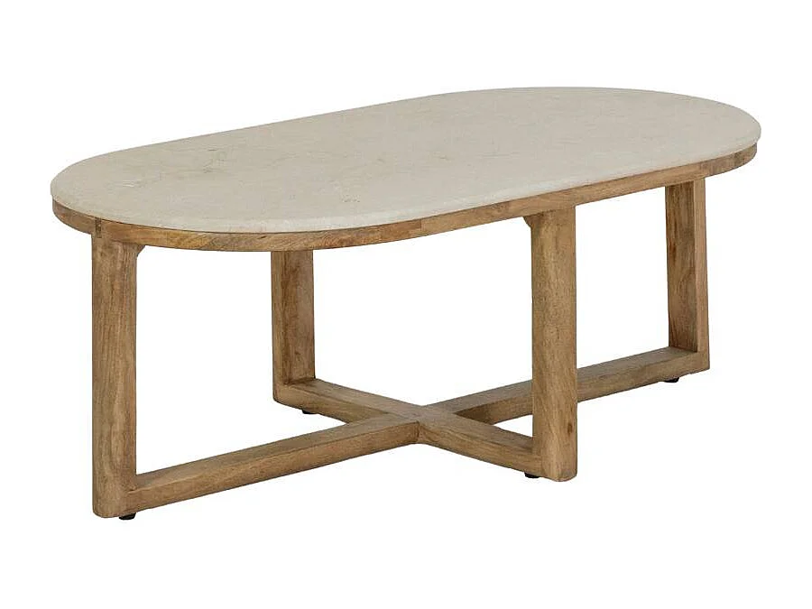 Mesa de centro en madera de mango y mármol Emyr