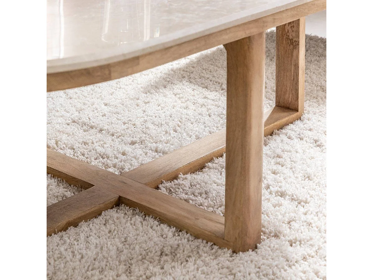 Mesa de centro en madera de mango y mármol Emyr