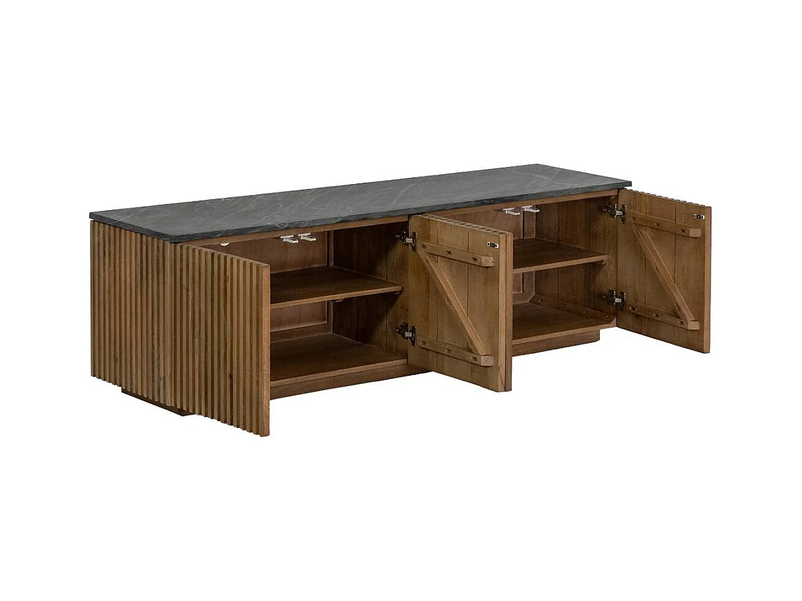 Meuble TV en bois de manguier et marbre Betty