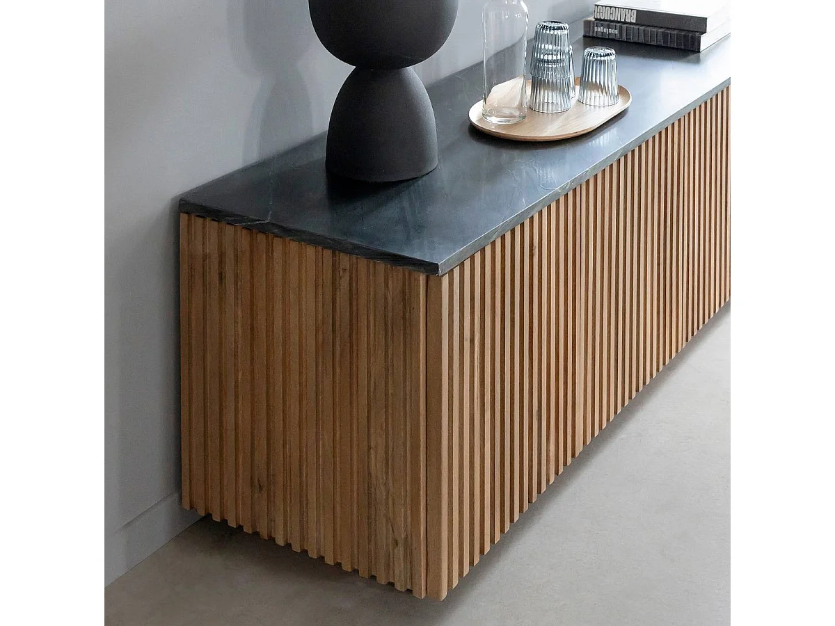 Mueble de TV Betty en madera de mango y mármol
