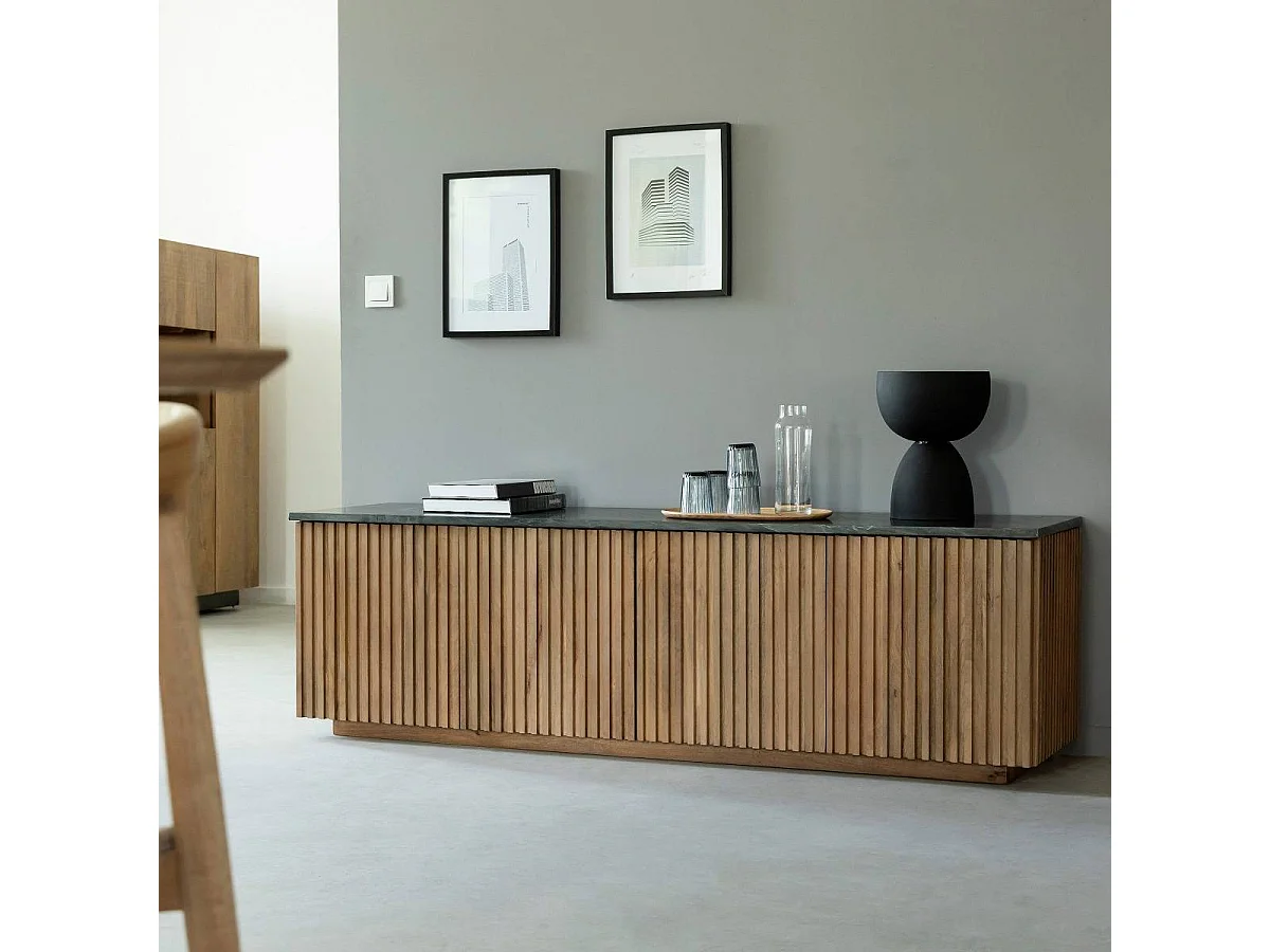 Mueble de TV Betty en madera de mango y mármol