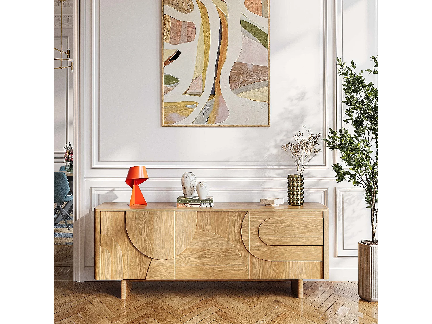 Habitat - Buffet bas 3 portes en chêne - Naturel - Design by Hélèna Pille - Milord