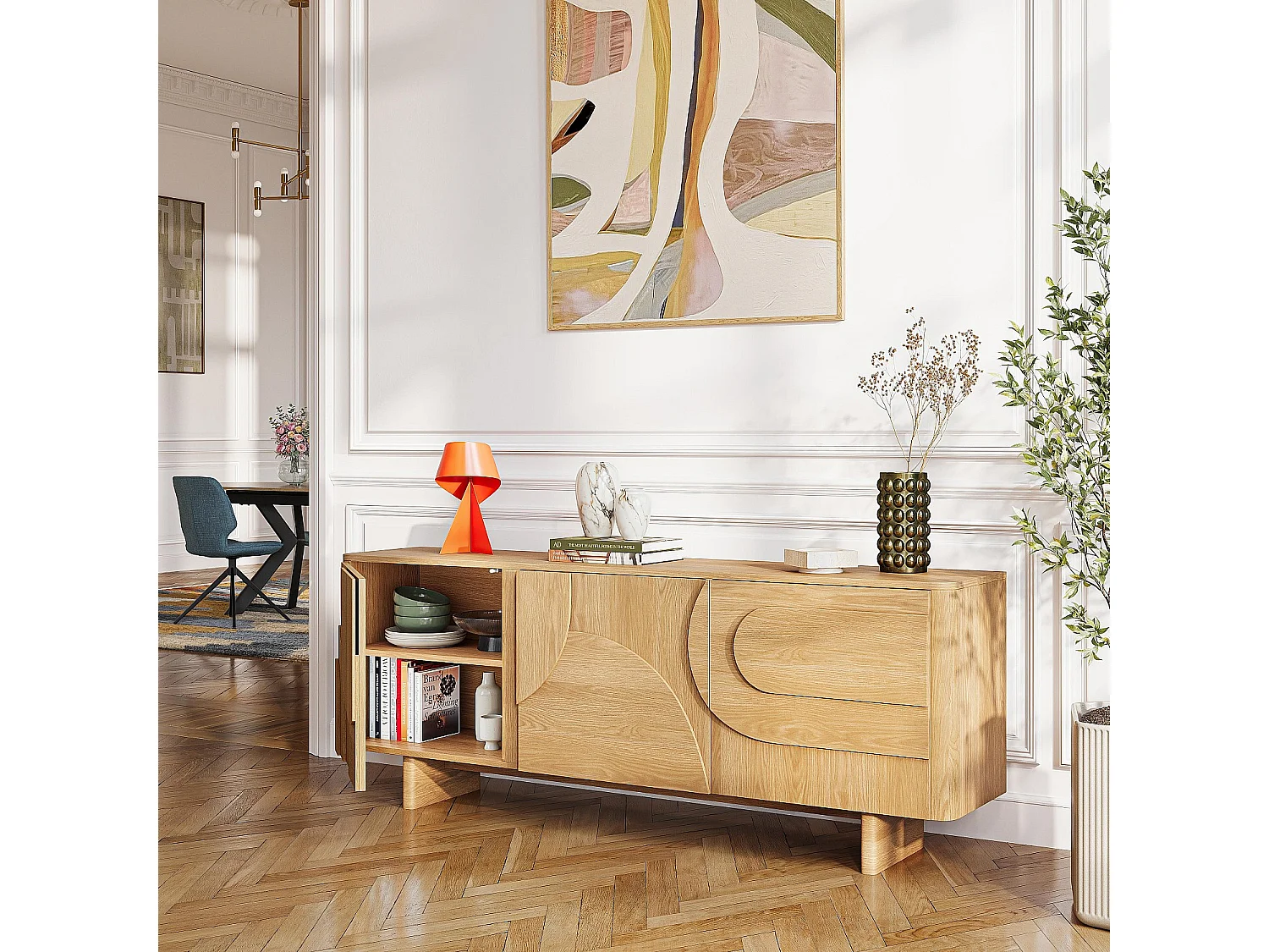 Habitat - Buffet bas 3 portes en chêne - Naturel - Design by Hélèna Pille - Milord