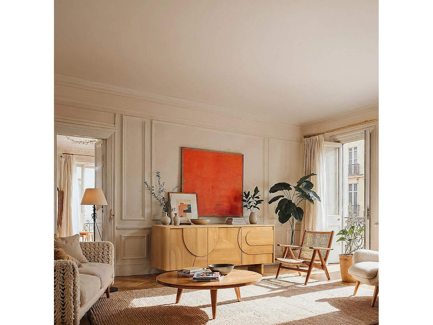 Buffet bas 3 portes en chêne - Naturel - Design by Hélèna Pille