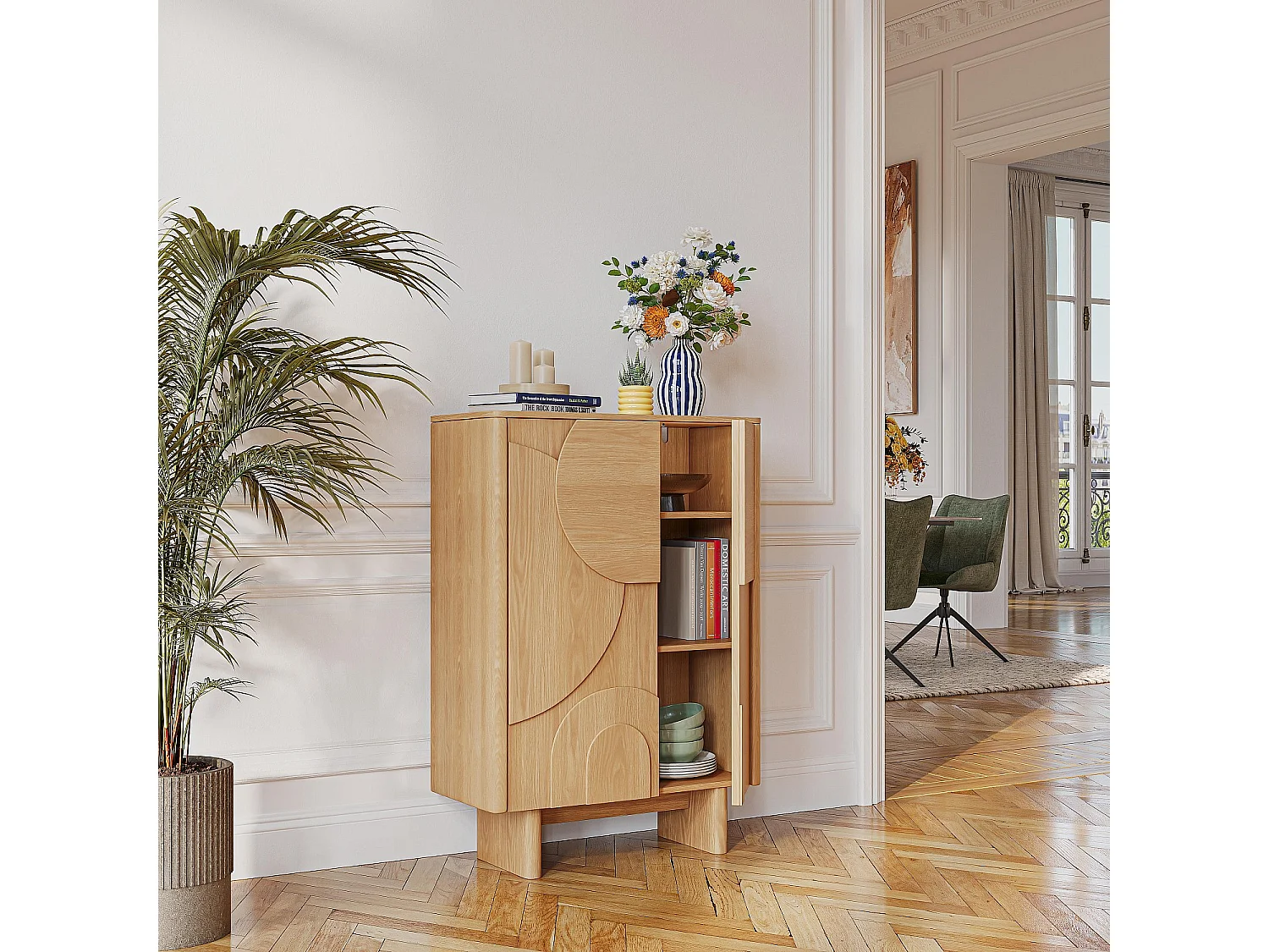 Buffet haut 2 portes en chêne - Naturel - Design by Hélèna Pille