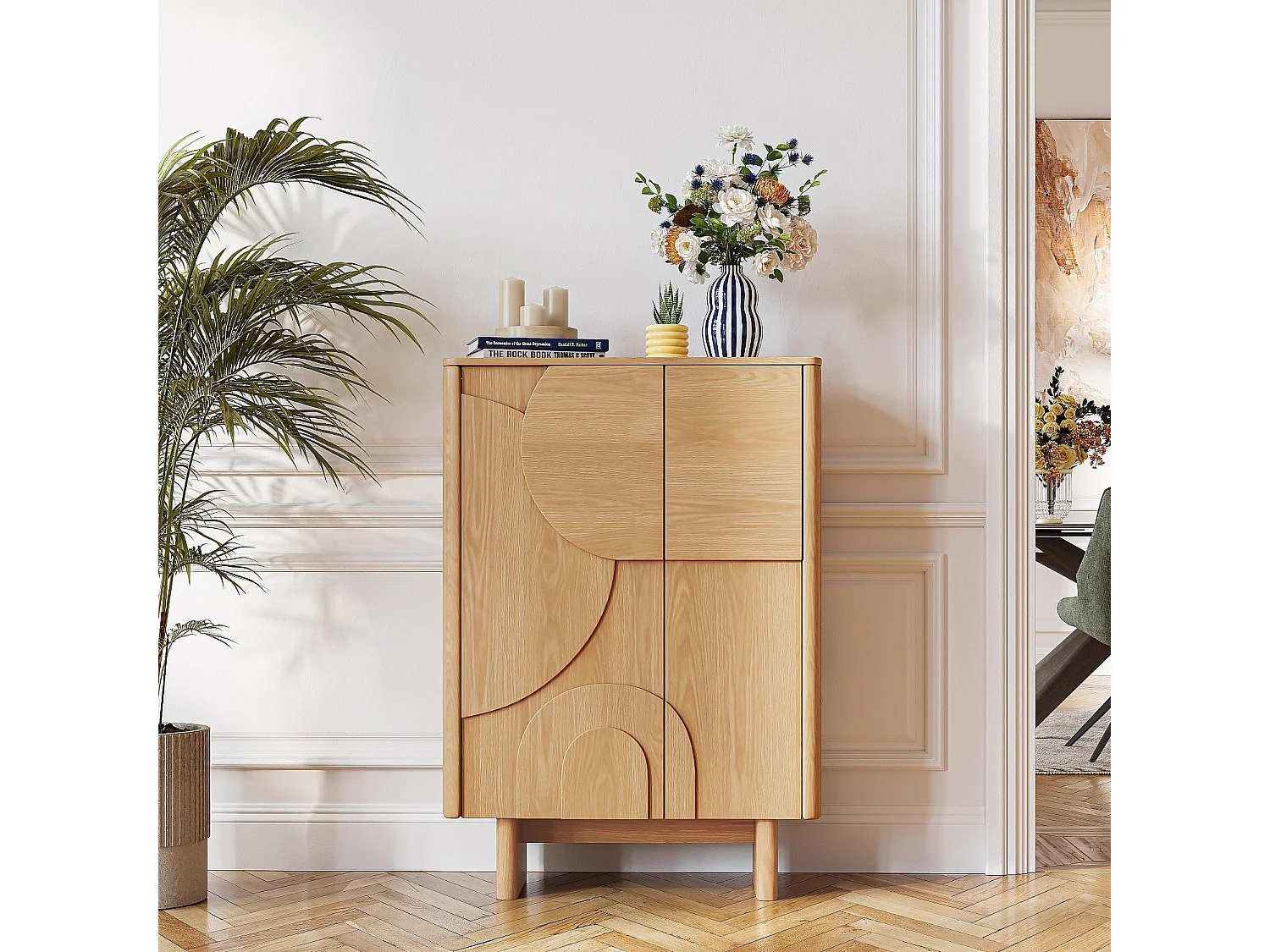 Buffet haut 2 portes en chêne - Naturel - Design by Hélèna Pille