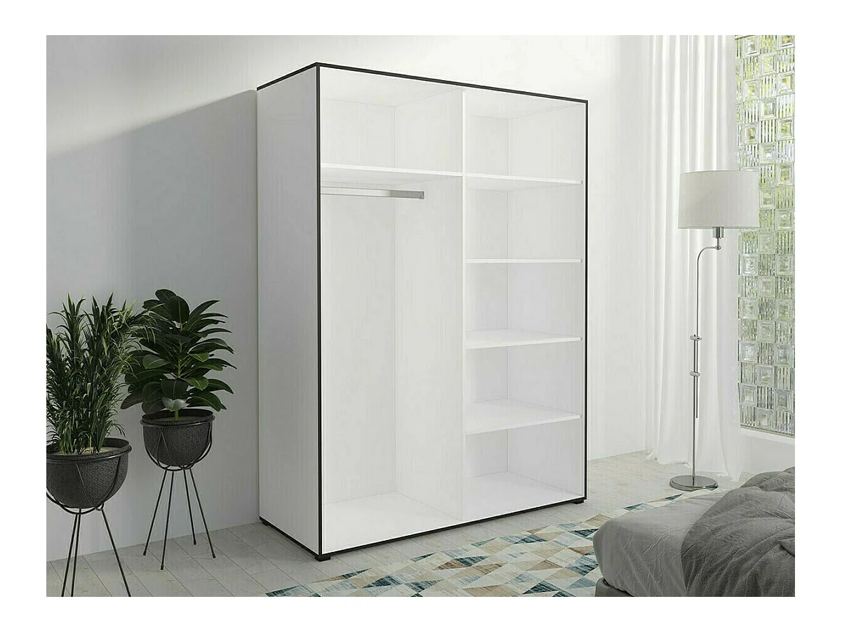 Armario Toledo 117, Negro|Roble Artisan, 206x180x65cm, Puertas de armario: Con bisagras