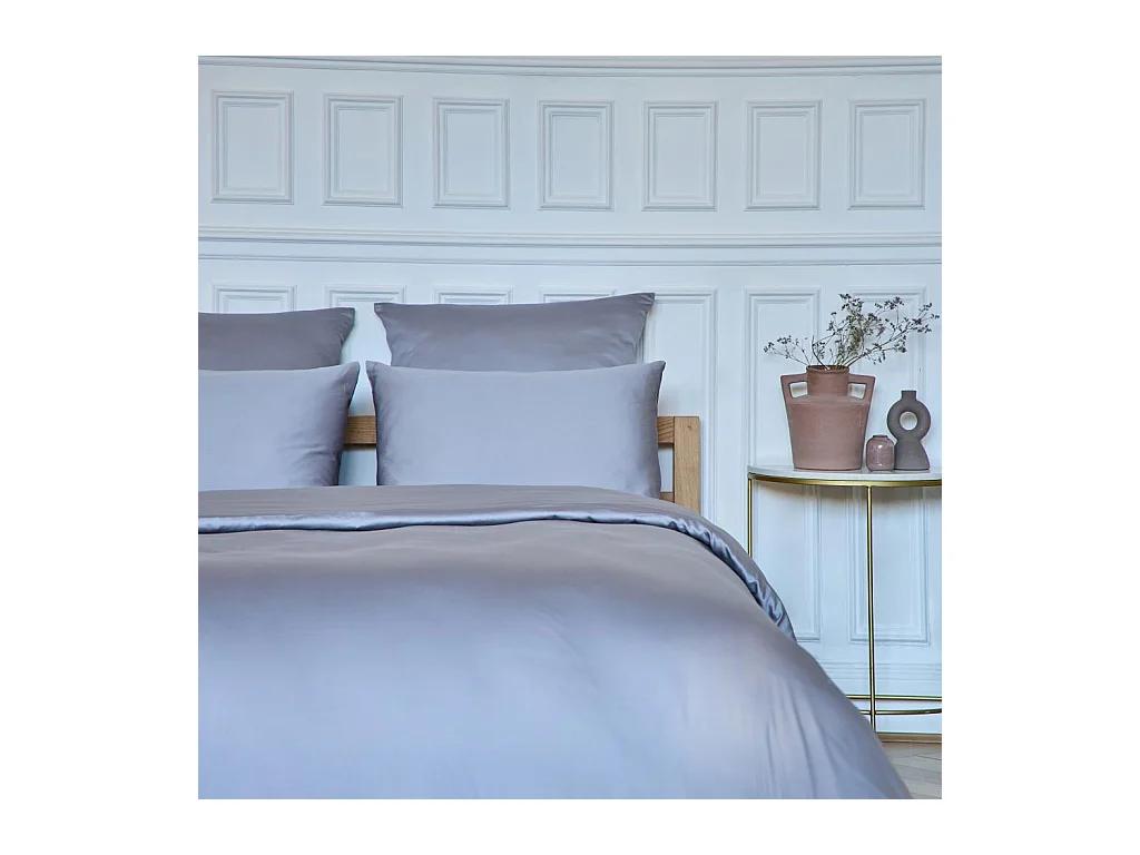 Habitat - Taie d'oreiller en satin de coton - 65 x 65 cm - Gris argenté - Alexane