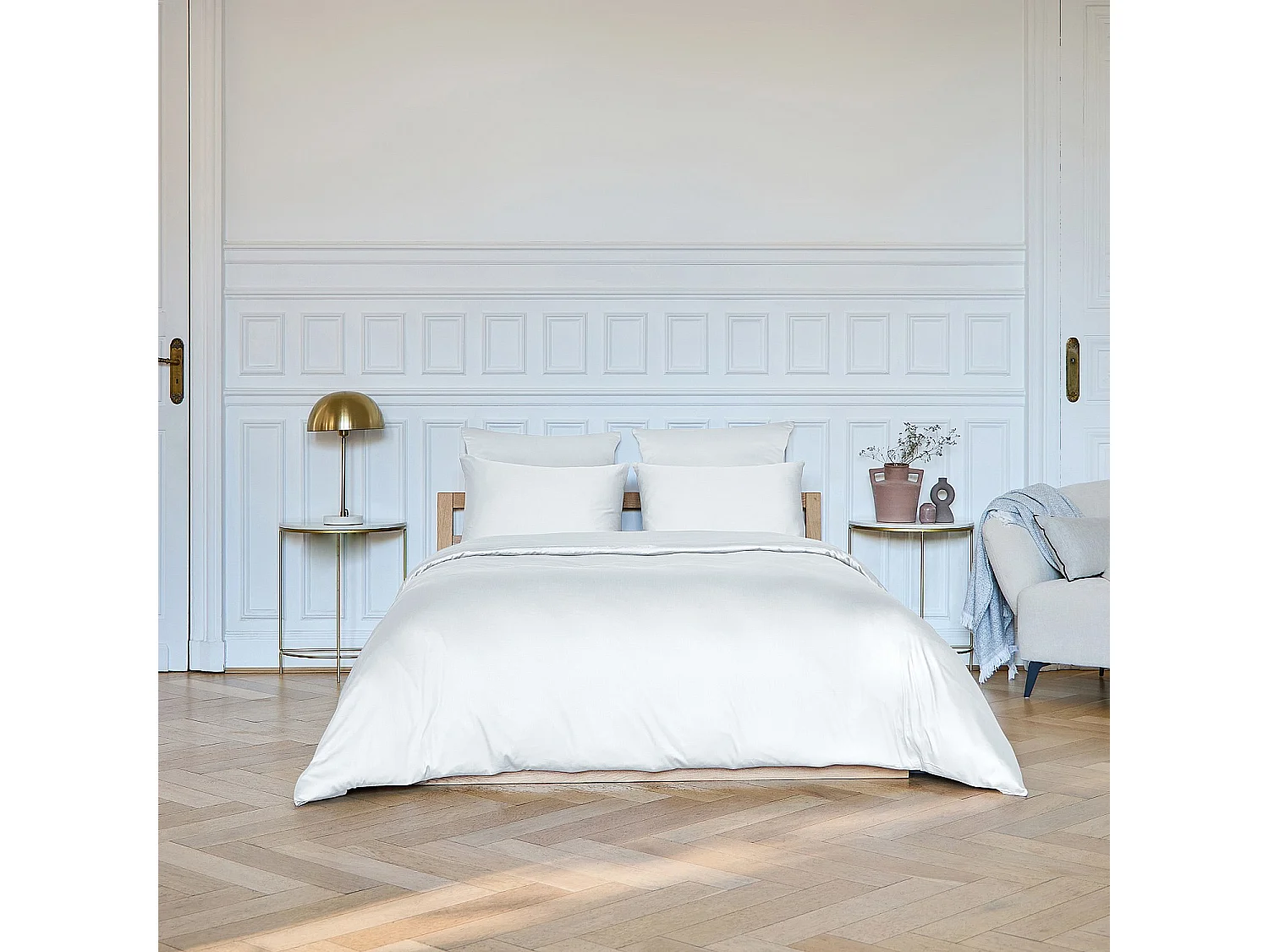 Housse de couette en satin de coton - 260 x 240 cm - Blanc