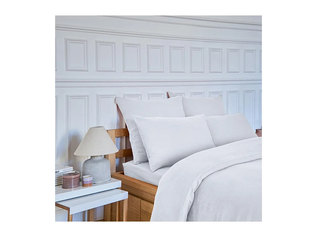 Habitat - Taie d'oreiller en lin - 65 x 65 cm - Blanc - Brunelle