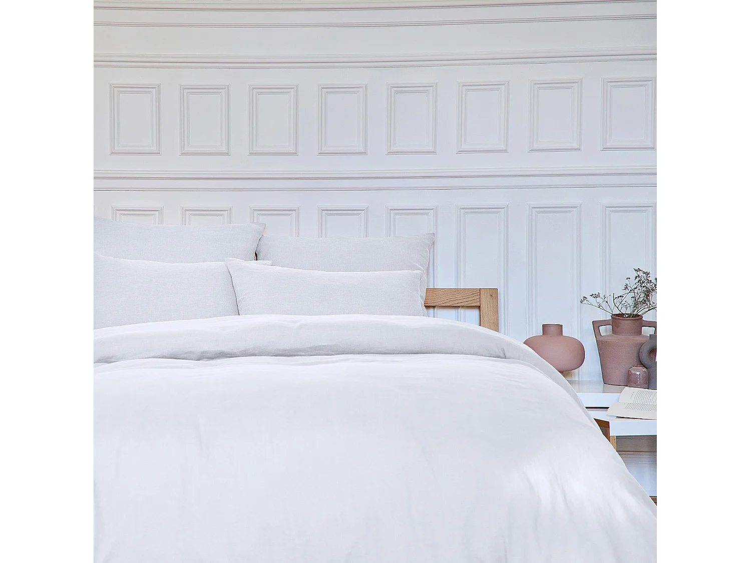 Taie d'oreiller en lin - 65 x 65 cm - Blanc