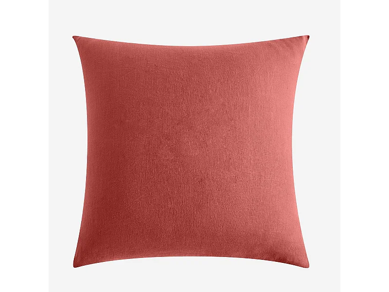 Habitat - Taie d'oreiller en lin - 65 x 65 cm - Terracotta - Brunelle