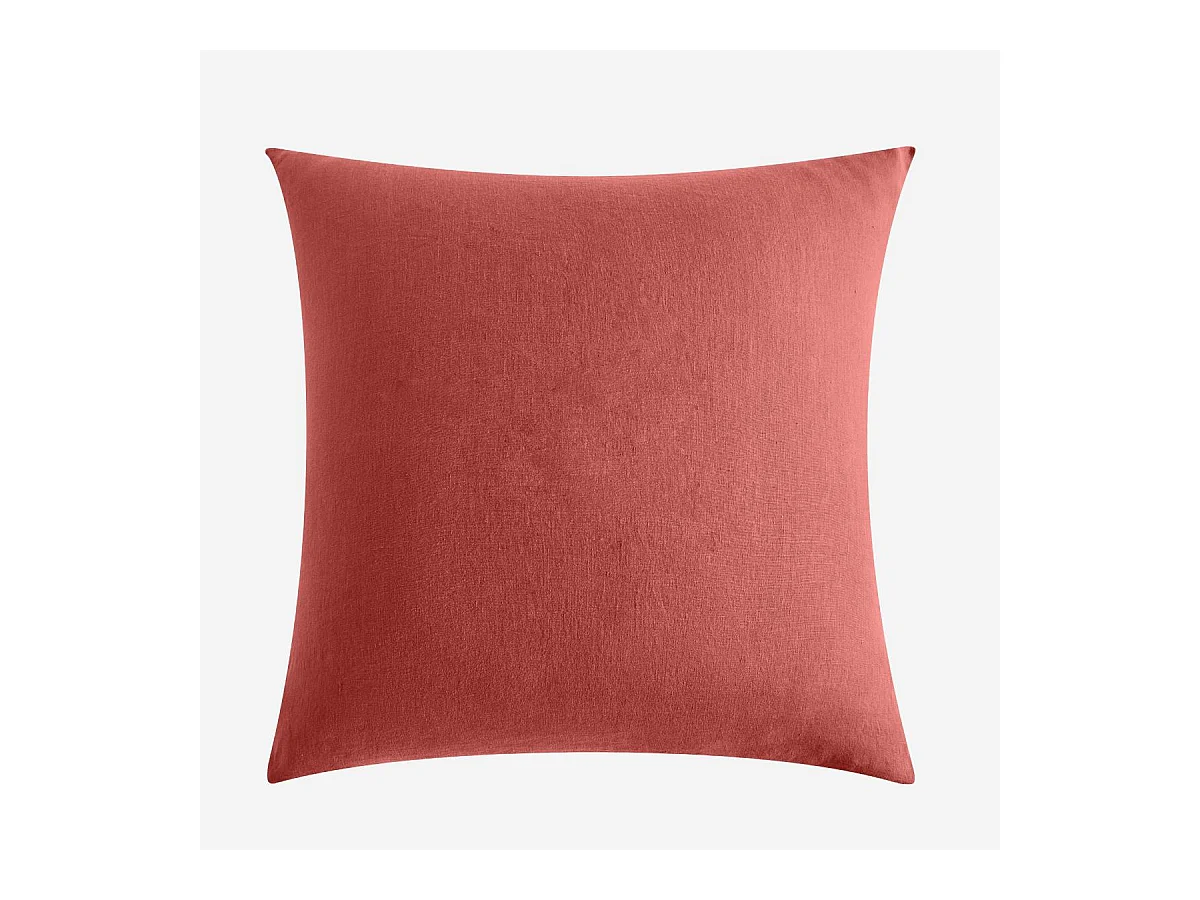 Habitat - Taie d'oreiller en lin - 65 x 65 cm - Terracotta - Brunelle